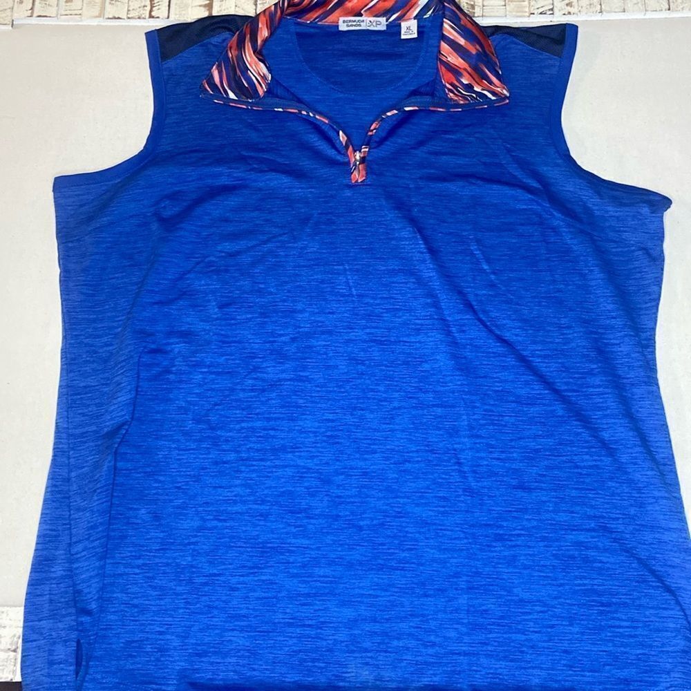 Bermuda sands Blue Sleeveless Polo golf Shirt ladies size XL